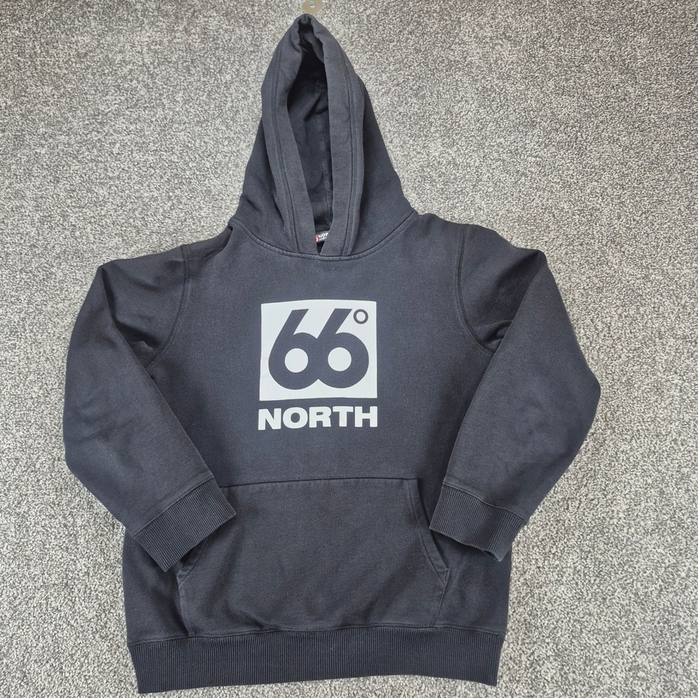 66 North Bifrost Hoodie Mens XS Black Logo Pullover‎ Sweatshirt